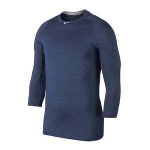 Nike Pro Men’s MLB 3/4 Sleeve Baseball Tee S Navy Blue